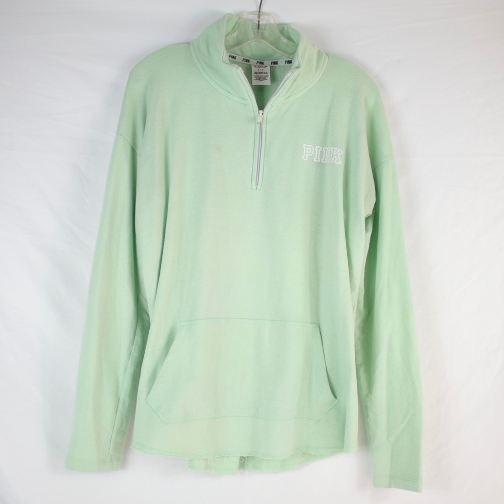 PINK Victoria's Secret Mint Pullover Quarter Zip Sweatshirt Womens Size L